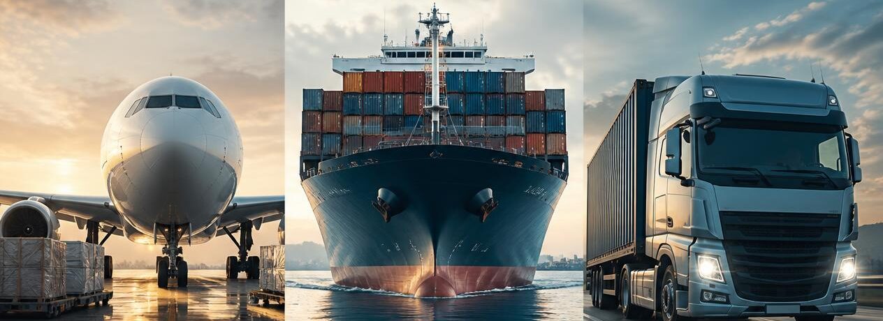 multimodal cargo shipping for air, sea and road
