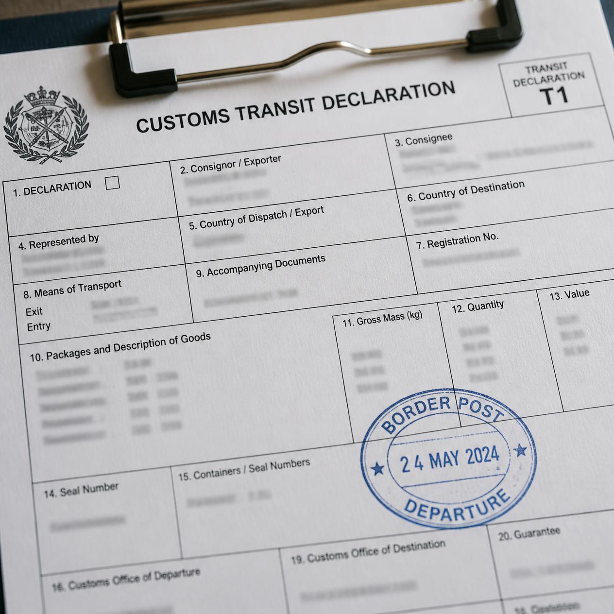 transit documents correctly formatted for clearance